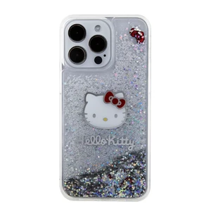 Zadní kryt Hello Kitty Liquid Glitter Electroplating Head Logo pro Apple iPhone 15 Pro Max, transparentní