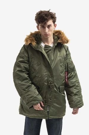 Bunda Alpha Industries N3B 100106 01 pánska, zelená farba, zimná