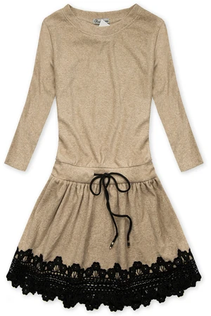 Kleid mit Spitze Beige