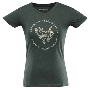 Dark green women's quick-drying T-shirt ALPINE PRO NEGA