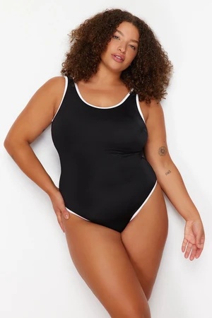 Trendyol Curve Black-White Bias Crew Neck Recovery Effect Swimsuit