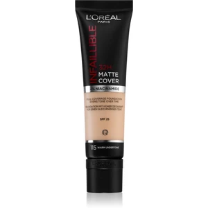 L’Oréal Paris Infallible 32H Matte Cover dlhotrvajúci zmatňujúci make-up SPF 25 odtieň 115 (Warm Undertone) 30 ml