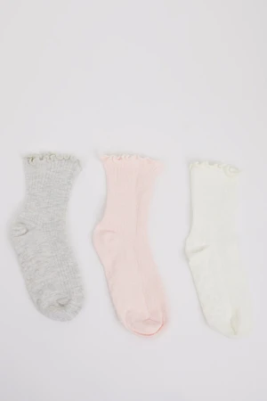 DEFACTO Baby Girl Non-Slip Sole 3-Pack Cotton Long Socks