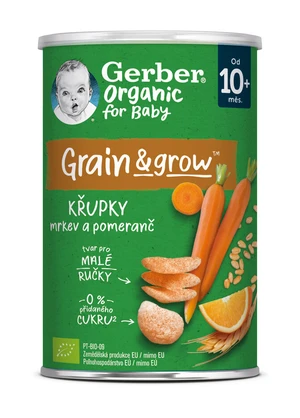 GERBER Organic chrumky s mrkvou a pomarančom 35 g,GERBER Organic chrumky s mrkvou a pomarančom 35 g, 10m+