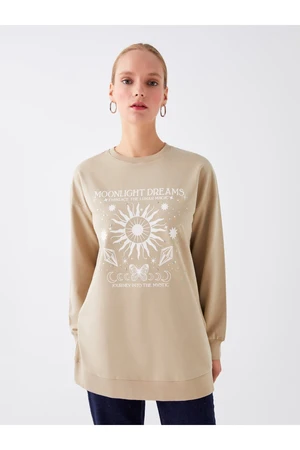 LC Waikiki Crew Neck Printed Long Sleeve Women's Tunic