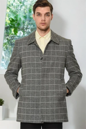 PLT8206 DEWBERRY MEN'S COAT-PLAID GREY