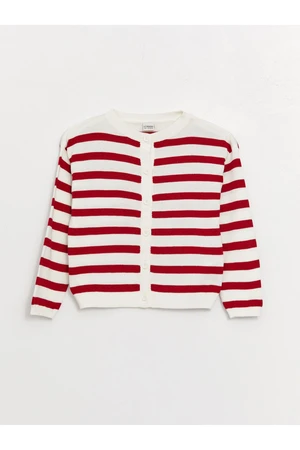 LC Waikiki Crew Neck Striped Long Sleeve Girl's Knitwear Cardigan