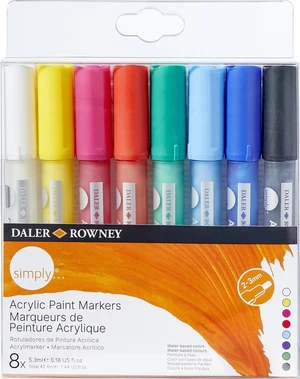 Daler Rowney Simply Acrylic Marker Sada akrylových fixiek 2 - 3 mm 8 x 5,3 ml