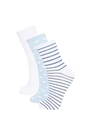 DEFACTO Women's Comfortable Elastic 3-Piece Cotton Socks