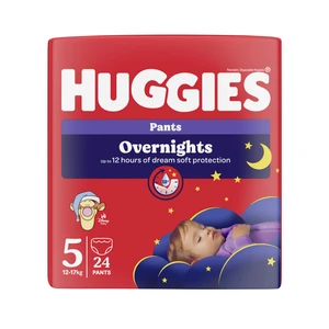 HUGGIES® Kalhotky plenkové noční Overnights Pants vel. 5 (12-17 kg), 24 kusů