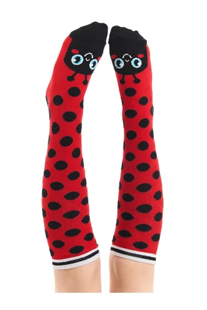 Denokids Ladybug Patterned Polka Dot Girls' Knee Socks