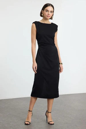 Trendyol Black Straight Cut Padded Woven Dress