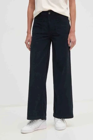 Manšestrové kalhoty Pepe Jeans CELIA tmavomodrá barva, střih culottes, high waist, PL211776