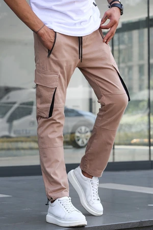 Madmext Beige Cargo Pocket Jogger Pants 5791