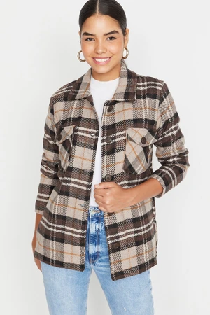 Trendyol Brown Plaid Cachet Coat