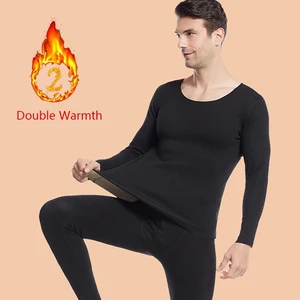 Man Winter Thermal Underwear Set Face Sanding Double Warmth Slim Body and High Elasticity Comfortable and Breathable