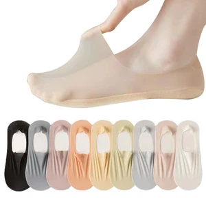 Women's summer ultra-thin ice mesh hole socks women's summer cotton sole shallow mouth invisible silicone non-slip socks