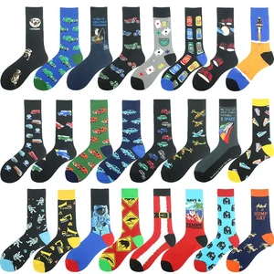 Happy Funny Socks Men Novelty Car Bus Plane Astronauts Gift Sokken Divertidos Unisex Jacquard Skateboard Crazy Calcetines Homme