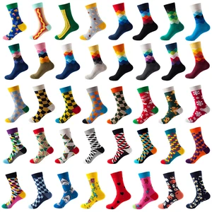 Combed Cotton Fashion Hip Hop Man woman sox girl unisex Socks Harajuku fruit Skateboard animal Happy check Socks Funny Sokken