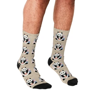 Socks Men harajuku PANDA HAPPY BIRTHDAY Socks Printed personality Happy hip hop Novelty Skateboard Crew Casual Crazy Socks