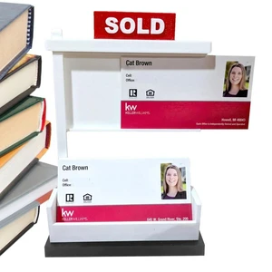 Real Estates Business Card Holder Display Wood Real Estates Agent Business Card Holder Real Estates Card Stand With Sold Sign