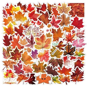 10/60Pcs Cartoon Autumn Maple Leaf Graffiti Stickers Luggage Notebook Scooter Water Cup Waterproof Stickers for Kids Toys