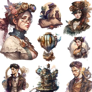 13Pcs/Pack Steampunk Sticker DIY Craft Scrapbooking Album Junk Journal Decorative Stickers