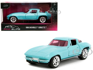 1966 Chevrolet Corvette Light Blue with Pink Tinted Windows "Pink Slips" Series 1/32 Diecast Model Car by Jada