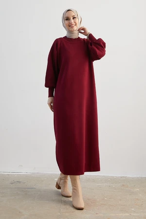 InStyle Mina Balloon Sleeves Sweater Dress - Claret Red