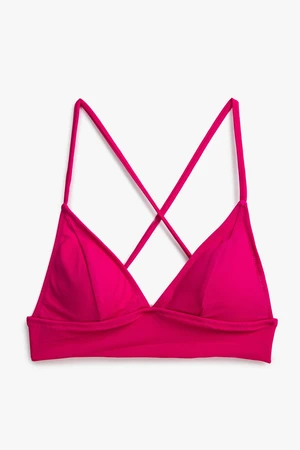 Koton Bralette Bikini Top Triangle Covered Cross Strap Detailed