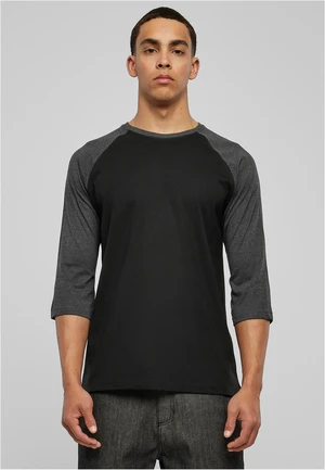 Contrasting 3/4 sleeve raglan t-shirt blk/cha