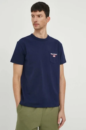 Bavlněné tričko Polo Ralph Lauren tmavomodrá barva, s aplikací, 710938452