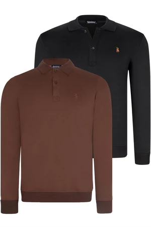 DOUBLE SET V4007 DEWBERRY MEN'S SWEATSHIRT-BLACK-BROWN