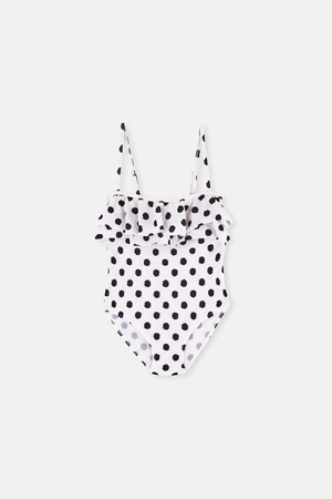 Dagi White Polka Dot Flounce Swimsuit