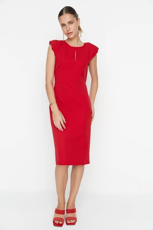 Trendyol Red Collar Detailed Waistband Woven Dress