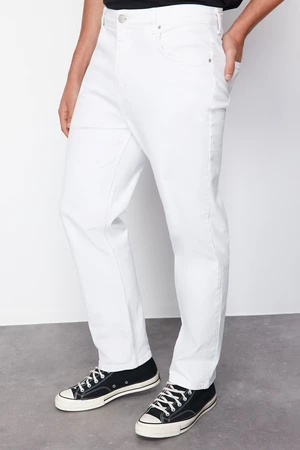 Trendyol White Baggy/90's Straight Fit Jeans Loose Denim Trousers