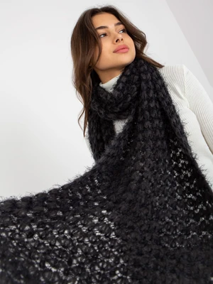 Women's dark grey and black winter scarf