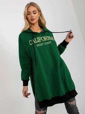 Dark green long sweatshirt with slits