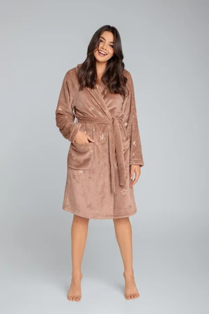 Arte women's bathrobe with long sleeves - camel