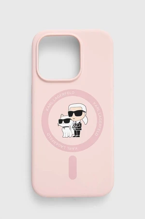 Obal na telefon Karl Lagerfeld iPhone 15 Pro 6.1 růžová barva, KLHMP15LSCMKCRHP