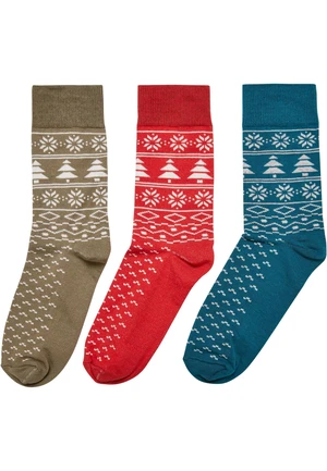 Norwegian Pattern Socks 3 Pack Huge Red/Jasper/Tiniolive