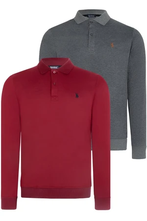 DOUBLE SET V4007 DEWBERRY MEN'S SWEATSHIRT-BURGUNDY-ANTHRACITE