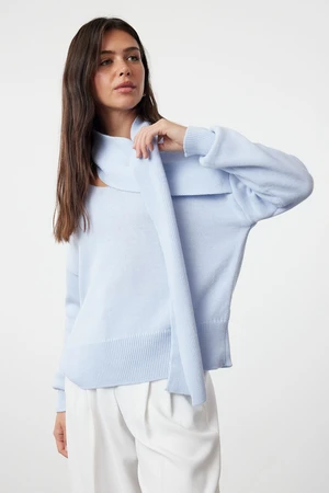 Trendyol Blue Scarf Knitwear Sweater