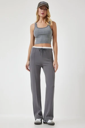 Happiness İstanbul Women's Smoked Tie Detail Knitted Trousers