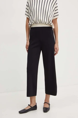 Kalhoty Max Mara Leisure dámské, černá barva, jednoduché, high waist, 2426336017600