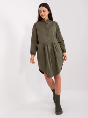 Khaki asymmetrical shirt dress RUE PARIS