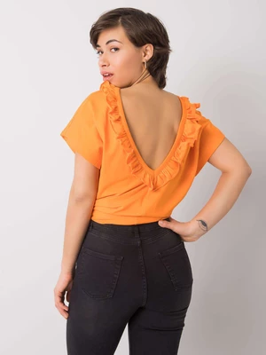 Orange blouse with neckline on the back