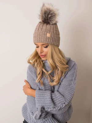 RUE PARIS Dark beige winter beanie