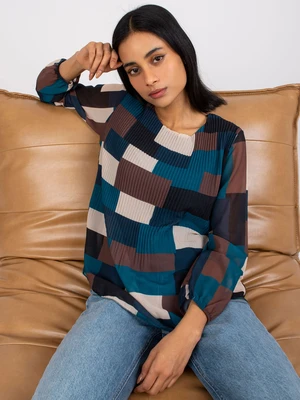 Blue-brown patterned blouse Gabriella