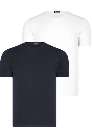 DUAL SET T8569 DEWBERRY BIKE COLLAR MENS T-SHIRT-DARK NAVY BLUE-SNOW WHITE